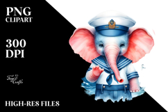 Cute Elephant Sailor Suit PNG Product Image 2