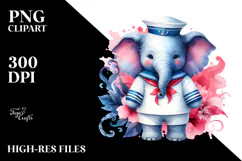 Cute Elephant Sailor Suit PNG Product Image 2