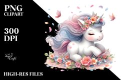 Cute Baby Unicorn Tumbling Spring Petals Wind Product Image 1