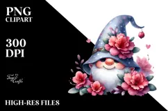 Cute GNOME with Rhododendron Floral Frame PNG Product Image 2
