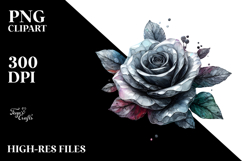 Rose with Watercolor Splash, High-Resolution PNG Product Image 2