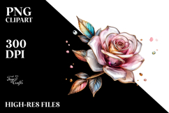 Rose with Watercolor Splash, High-Resolution PNG Product Image 2