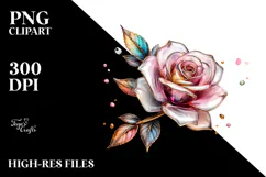 Rose with Watercolor Splash, High-Resolution PNG Product Image 2