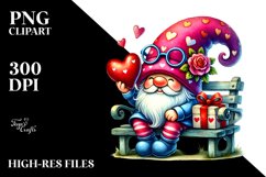 Valentines Gnome on Bench PNG Product Image 2