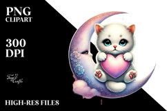 Baby Cat on Half Moon PNG Product Image 2