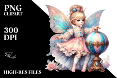 Colorful Baby Fairy with Victorian Ball, PNG Product Image 2
