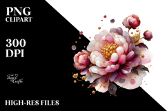 Abstract Peonies Round Wood Splash PNG Product Image 2