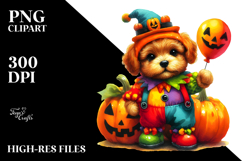 Watercolor Cute Baby Dog Halloween | Clipart Product Image 2