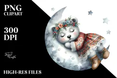 Boho Cute Baby Bear Dressed for Christmas, PNG Product Image 2