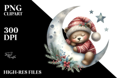 Cartoon Bear Dressed for Christmas PNG Product Image 2