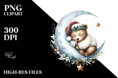 Baby Bear Christmas Moon PNG Product Image 2