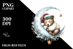 Baby Bear Christmas Moon PNG Product Image 2