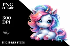Cute Baby Unicorn with Cool Haircut | Sublimation | Clipart Product Image 1