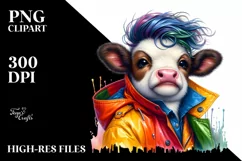 Proud Baby Cow Posing PNG Product Image 1