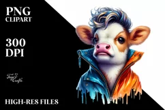 Proud Baby Cow Posing PNG Product Image 3