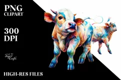 Colorful Baby Cow with Dance Floor PNG Product Image 1