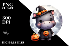 Cute Baby Hippo Halloween PNG Product Image 2
