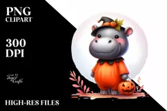 Cute Baby Hippo Halloween PNG Product Image 1