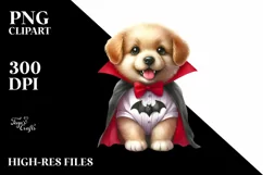 Funny Watercolor Puppy Dressed as Vampire | Sublimation Product Image 3