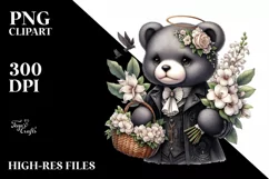 Gothic Baby Bear with Flowers | Sublimation | Clipart Product Image 3