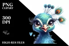 Funny Cute Peacock Portrait | Sublimation Clipart Product Image 1