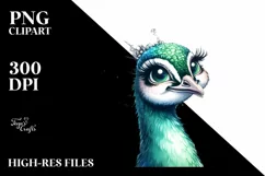 Funny Cute Peacock Portrait | Sublimation Clipart Product Image 1