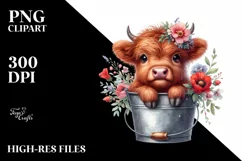 Cute Cow with Flowers, Transparent PNG Product Image 3