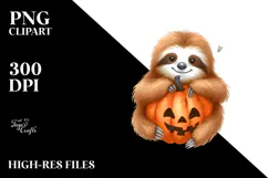 Simple Watercolor Sloth, Halloween PNG Product Image 2