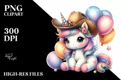 Pastel Baby Unicorn Cowboy Hat Clipart Product Image 3