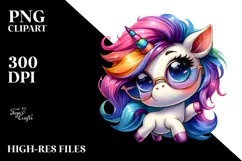 Cute Unicorn with Cool Haircut PNG Product Image 2