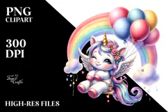 Cute Baby Unicorn Swinging from Rainbow Product Image 2