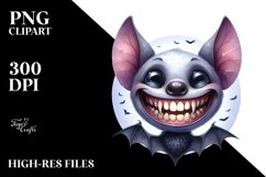 Funny Halloween Bat Smile Watercolor Clipart Product Image 1