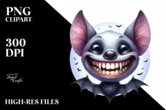 Funny Halloween Bat Smile Watercolor Clipart Product Image 1