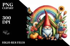 Watercolor Gnome House Rainbow | Clipart Product Image 1