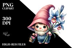 Cute Baby Gnome with Lobelia, Transparent PNG Product Image 2