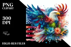 Abstract Vibrant Eagle with USA Flag Colors, PNG Product Image 3