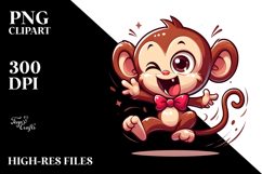Joyful Monkey with Bow Tie PNG Product Image 2