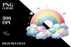 Colorful Rainbow with Clouds, PNG Product Image 2