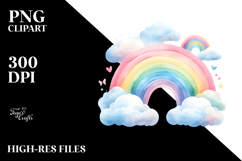 Colorful Pastel Rainbow with Clouds PNG Product Image 2