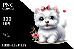 Happy Cartoon West Highland White Terrier PNG Product Image 2