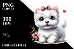 Happy Cartoon West Highland White Terrier PNG Product Image 2