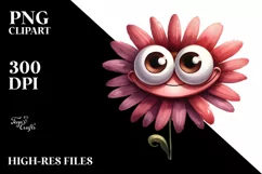 Expressive Funny Flower, Detailed PNG Product Image 3