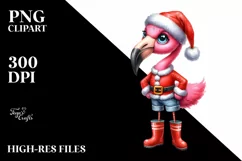 Flamingo Santa Suit Jeans Rain Boots | Sublimation Clipart Product Image 1