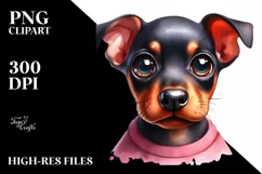 Baby Doberman Pinscher Big Eyes | Sublimation Clipart Product Image 3