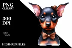 Baby Doberman Pinscher Big Eyes | Sublimation Clipart Product Image 1