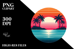 Tropical Island Sunset, Clipart Product Image 2
