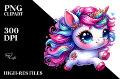 Cute Baby Unicorn Running PNG Product Image 2