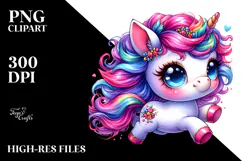Cute Baby Unicorn Running PNG Product Image 2