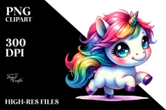 Baby Unicorn Running PNG Product Image 2