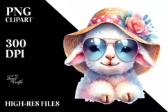 Colorful Baby Lamb with Sun Hat and Sunglasses Product Image 1